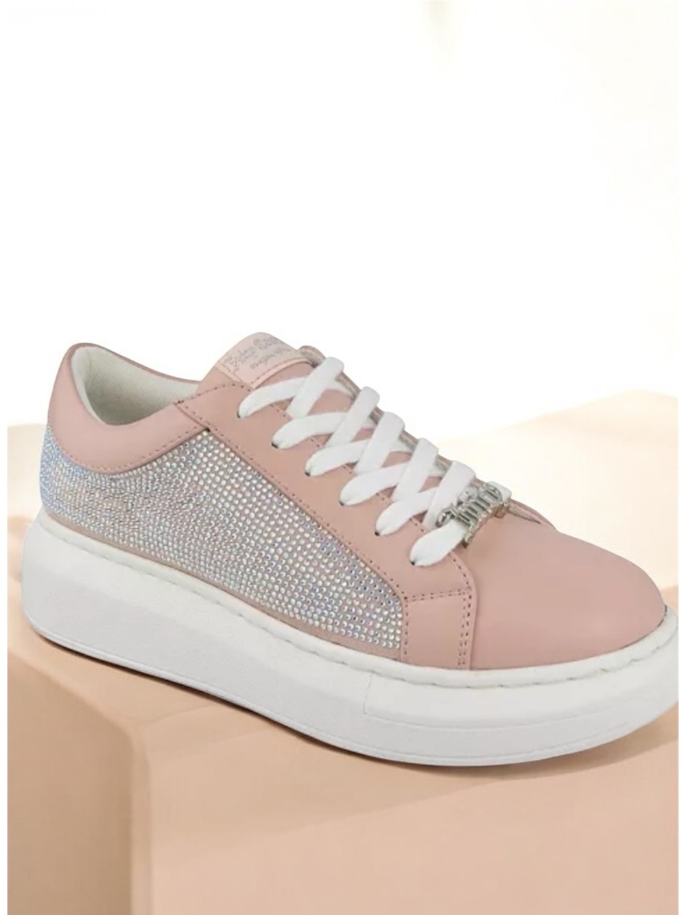 Juicy Couture Dorothy Pink Silver Y2K Rhinestone Classic Lace Up Sneakers Size 7